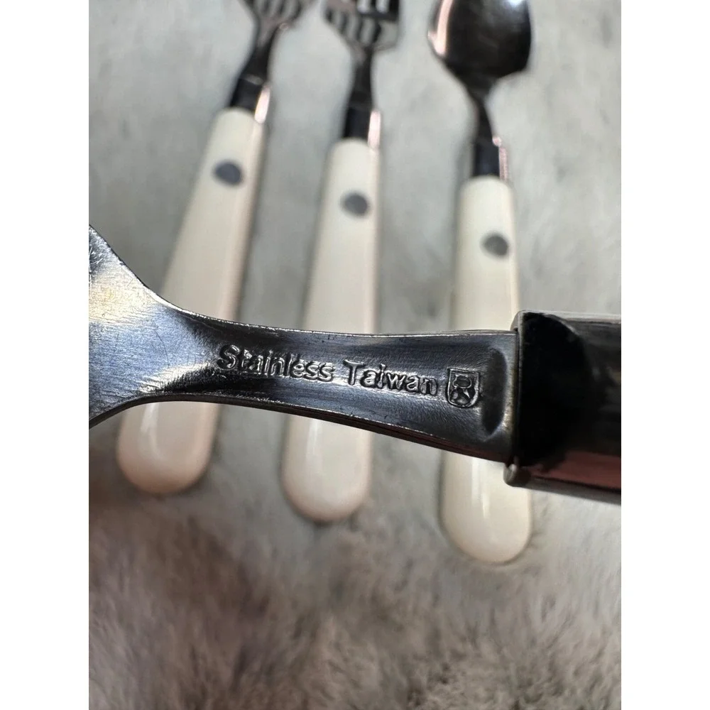 Vintage‎ Silverware Rivets White Replacement Flatware Korea Stainless MCM Lot